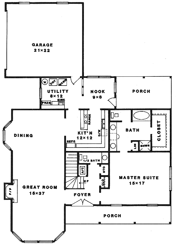 Home Plan - Country Floor Plan - Main Floor Plan #14-212