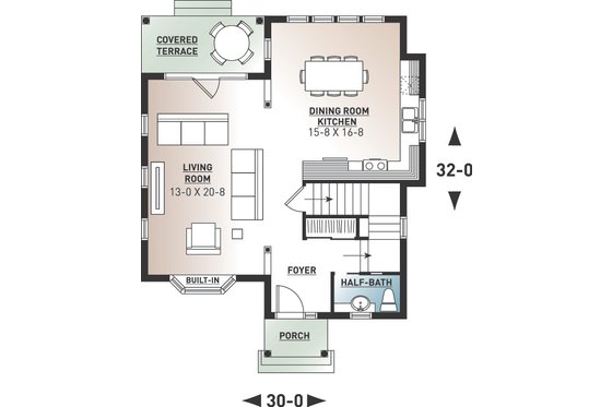 Floor Plan - Main Floor for Country House Plan #23-2240 - 3 bed, 1.5 bath