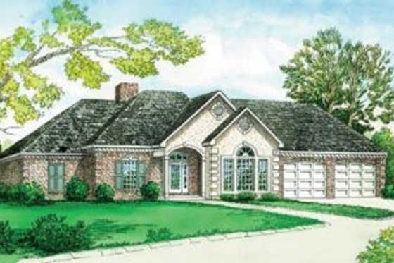 Exterior - Front Elevation for European House Plan #16-187 - 3 bed, 2 bath