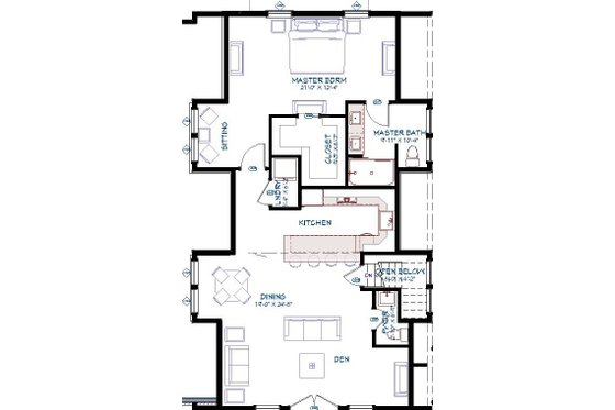 Floor Plan - Main Floor for Barndominium House Plan #921-29 - 1 bed, 1.5 bath