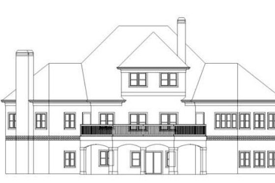Exterior - Rear Elevation for European House Plan #119-348 - 3 bed, 3.5 bath
