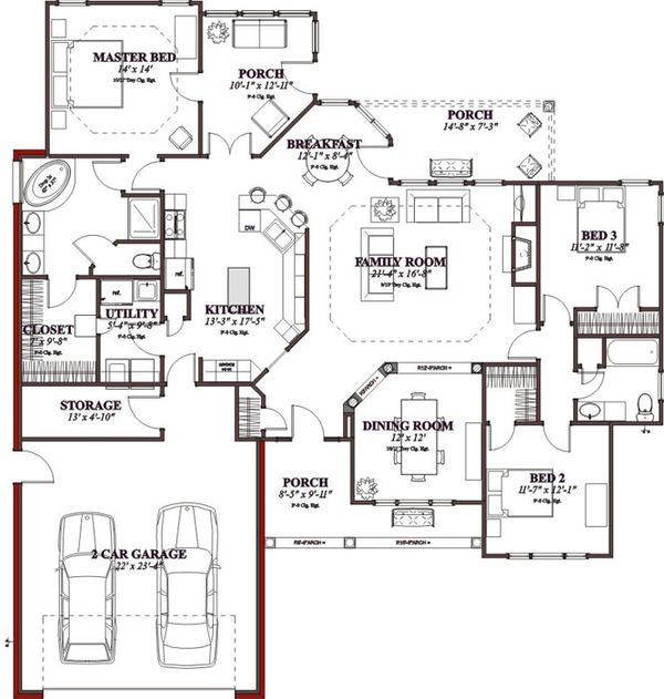 Traditional Floor Plan - Main Floor Plan #63-195