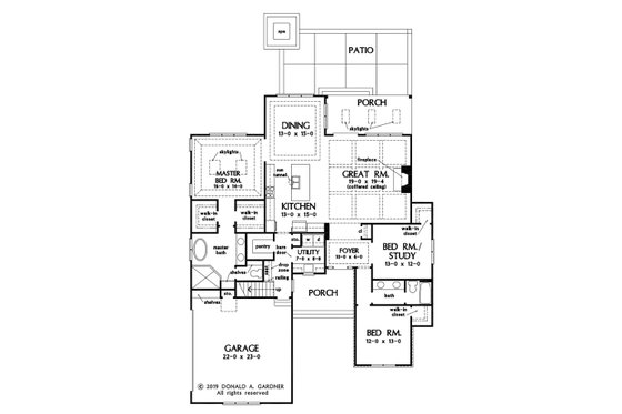 Floor Plan - Main Floor for Craftsman House Plan #929-1112 - 3 bed, 2 bath