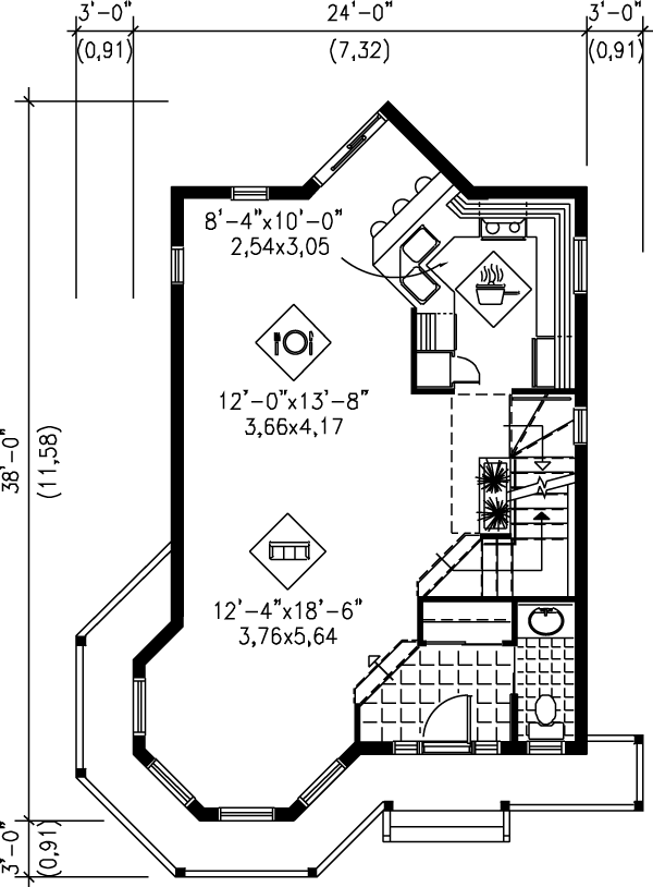 Victorian Floor Plan - Main Floor Plan #25-2032