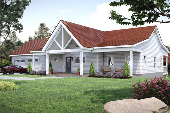 Exterior - Rear Elevation for Southern House Plan #932-945 - 2 bed, 2 bath