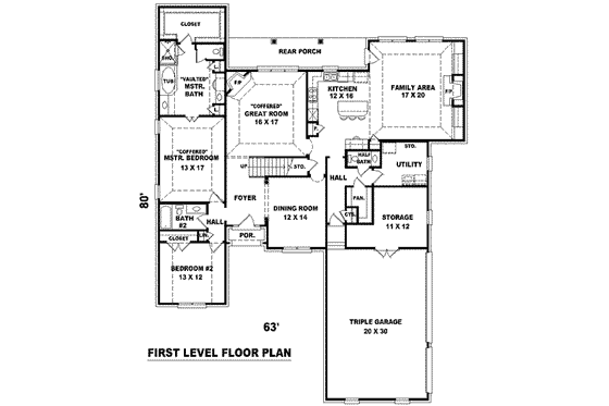 Floor Plan - Main Floor for European House Plan #81-1207 - 4 bed, 3.5 bath