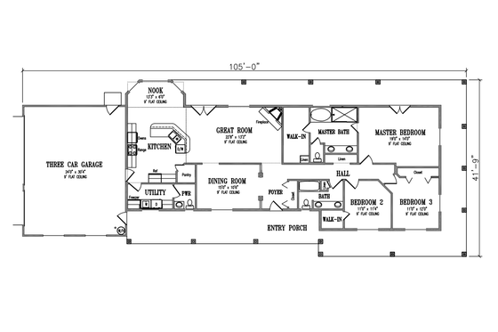 Floor Plan - Main Floor for Adobe / Southwestern House Plan #1-894 - 3 bed, 2.5 bath