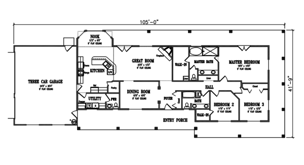 House Plan Design - Adobe / Southwestern Floor Plan - Main Floor Plan #1-894