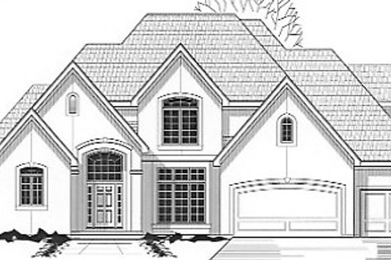 Exterior - Front Elevation for European House Plan #67-459 - 4 bed, 3.5 bath
