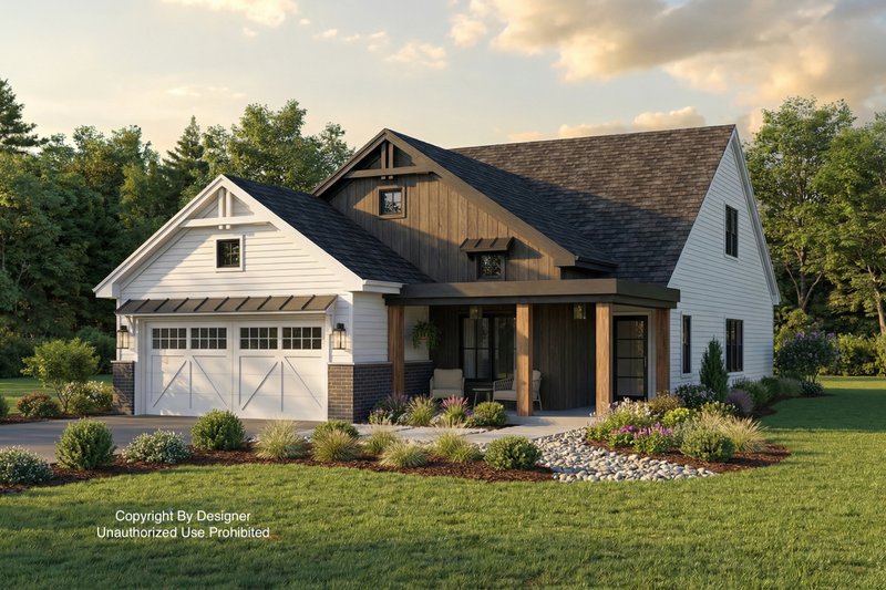 House Blueprint - Farmhouse Exterior - Front Elevation Plan #51-1481