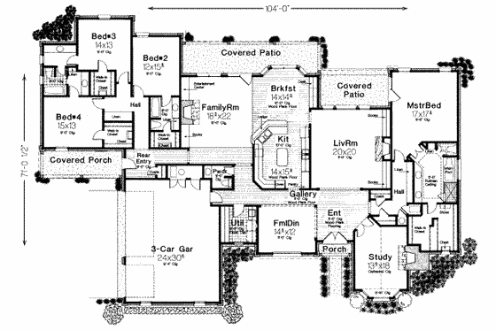 Floor Plan - Main Floor for European House Plan #310-198 - 4 bed, 3.5 bath