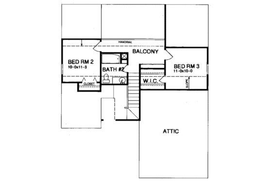 Floor Plan - Upper Floor for Traditional House Plan #15-232 - 3 bed, 2 bath