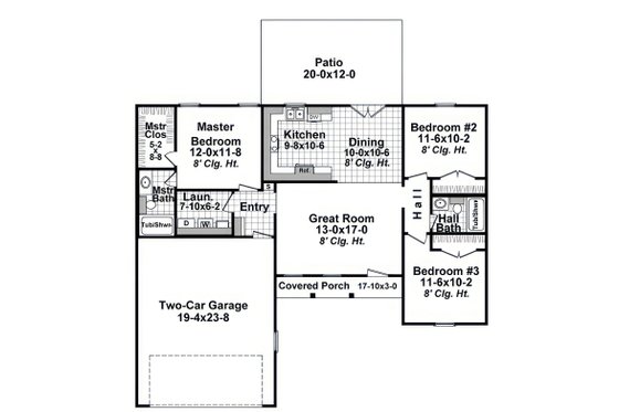 Floor Plan - Main Floor for Country House Plan #21-627 - 3 bed, 2 bath