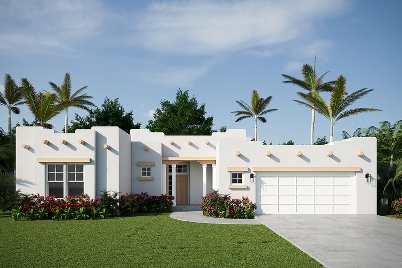 Architectural House Design - Adobe / Southwestern Exterior - Front Elevation Plan #124-437