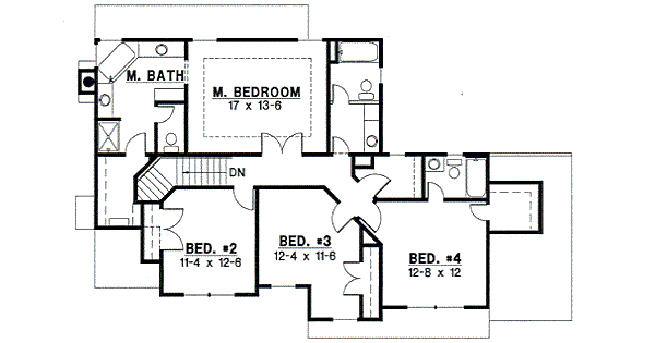 Traditional Floor Plan - Upper Floor Plan #67-498
