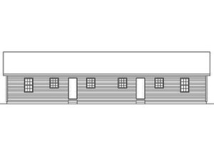 Exterior - Rear Elevation for Ranch House Plan #57-162 - 2 bed, 1 bath