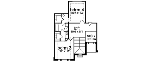 Traditional Floor Plan - Upper Floor Plan #84-172