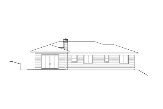 Exterior - Rear Elevation for Prairie House Plan #124-1203 - 3 bed, 3 bath