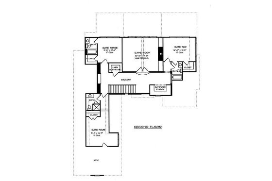 Floor Plan - Upper Floor for European House Plan #413-145 - 4 bed, 4.5 bath