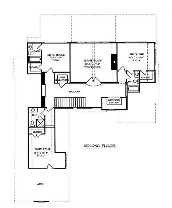 House Blueprint - European Floor Plan - Upper Floor Plan #413-145