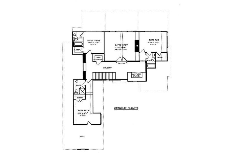 Dream House Plan - Floor Plan - Upper Floor for European House Plan #413-145 - 4 bed, 4.5 bath