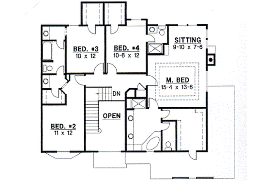 Floor Plan - Upper Floor for Traditional House Plan #67-535 - 4 bed, 3.5 bath