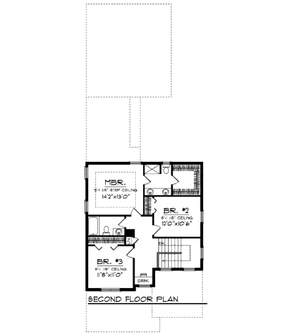 Craftsman Floor Plan - Upper Floor Plan #70-968