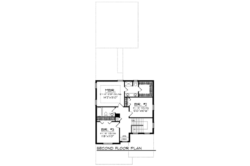 Home Plan - Floor Plan - Upper Floor for Craftsman House Plan #70-968 - 3 bed, 2.5 bath