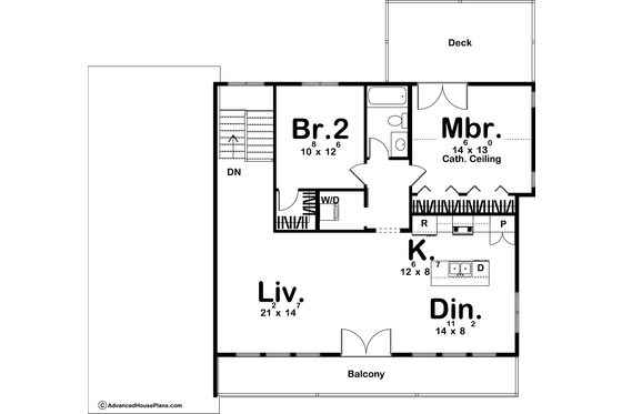 Floor Plan - Upper Floor for Barndominium House Plan #455-266 - 2 bed, 1.5 bath