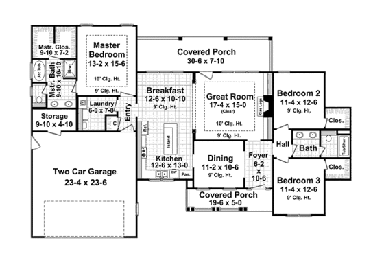 Floor Plan - Main Floor for Craftsman House Plan #21-279 - 3 bed, 2 bath