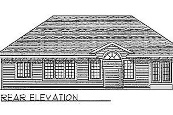 Exterior - Rear Elevation for Traditional House Plan #70-151 - 3 bed, 2.5 bath