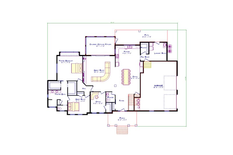 House Blueprint - Floor Plan - Main Floor for Traditional House Plan #1115-3 - 4 bed, 3.5 bath