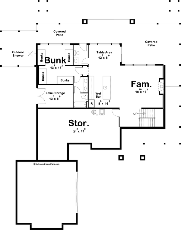 Beach Floor Plan - Lower Floor Plan #455-268
