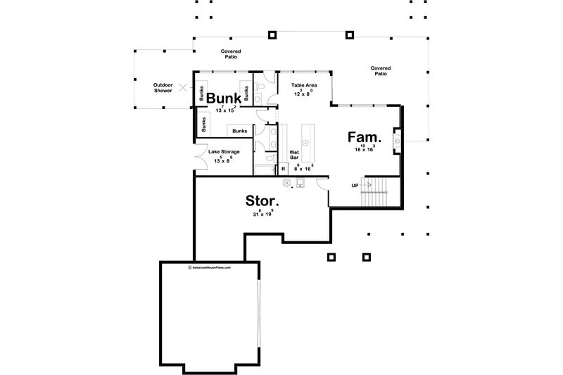 Dream House Plan - Floor Plan - Lower Floor for Beach House Plan #455-268 - 2 bed, 2 bath
