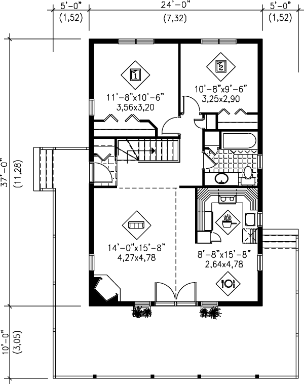 Architectural House Design - Beach Floor Plan - Main Floor Plan #25-1107