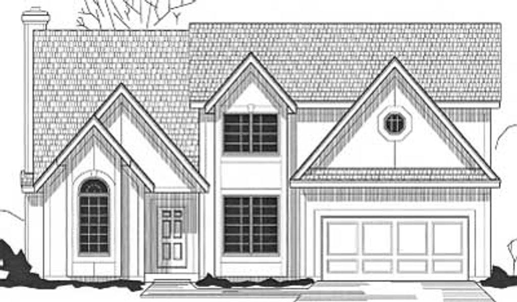 Exterior - Front Elevation 2 for Traditional House Plan #67-523 - 4 bed, 3.5 bath