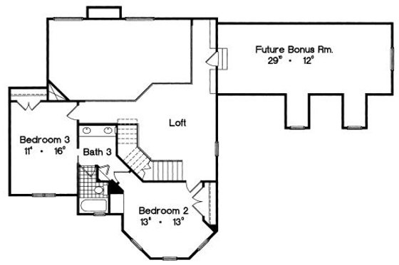 Floor Plan - Upper Floor for European House Plan #417-314 - 3 bed, 2.5 bath