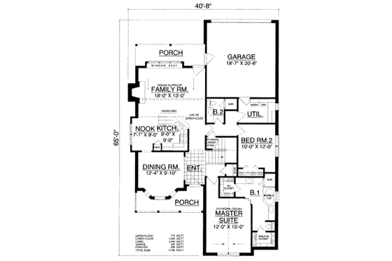 Floor Plan - Main Floor for Country House Plan #40-423 - 4 bed, 2.5 bath