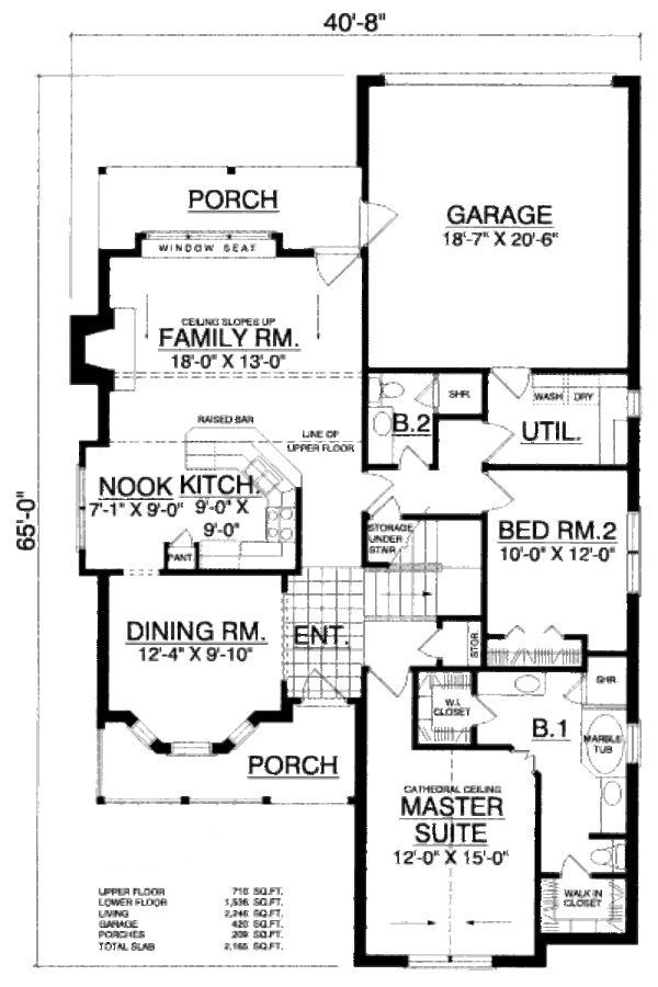 Country Floor Plan - Main Floor Plan #40-423