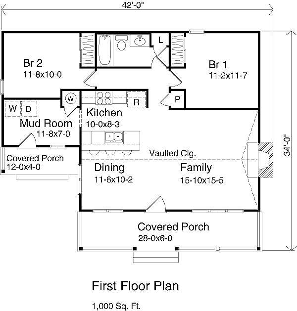 House Design - Country Floor Plan - Main Floor Plan #22-128