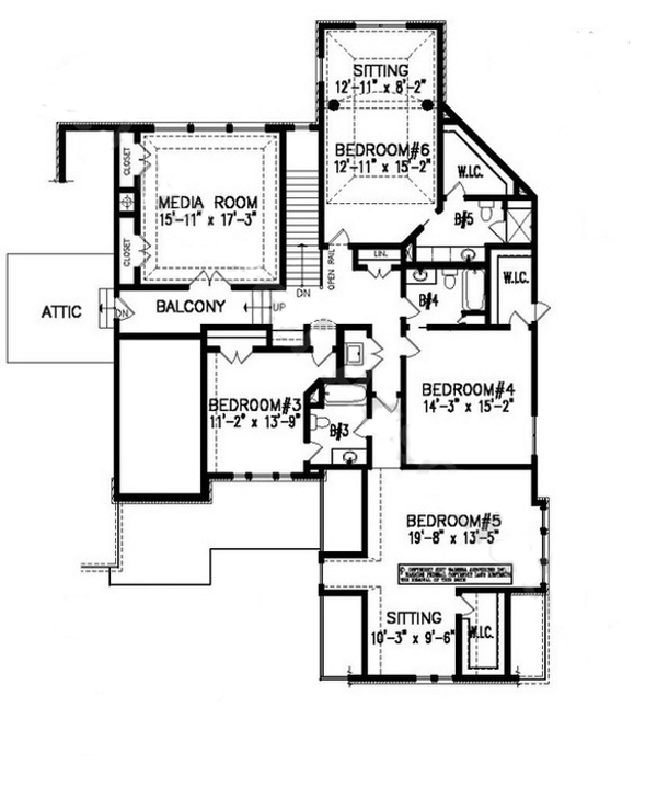 Architectural House Design - European Floor Plan - Upper Floor Plan #54-552
