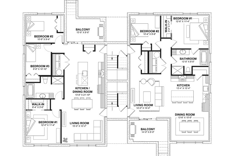 House Design - Floor Plan - Lower Floor for Contemporary House Plan #23-2885 - 3 bed, 1 bath