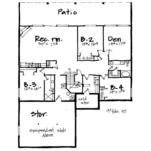 Traditional Floor Plan - Lower Floor Plan #308-101