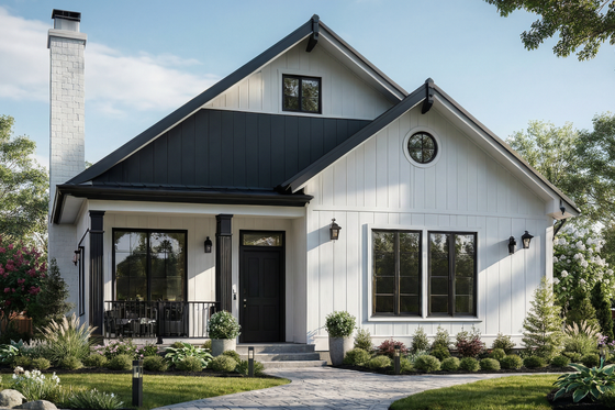 Exterior - Front Elevation for Bungalow House Plan #515-62 - 3 bed, 2 bath