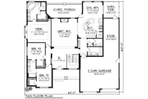 Floor Plan - Main Floor for Ranch House Plan #70-1167 - 3 bed, 2.5 bath