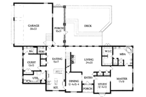 Floor Plan - Main Floor for European House Plan #15-229 - 4 bed, 4.5 bath