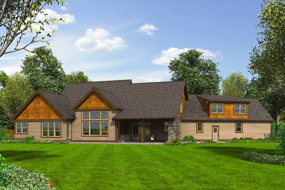 Exterior - Rear Elevation for Craftsman House Plan #48-711 - 4 bed, 3.5 bath