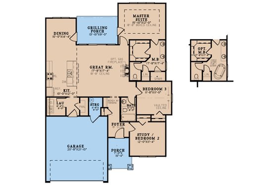 Floor Plan - Main Floor for Cottage House Plan #923-251 - 3 bed, 2 bath