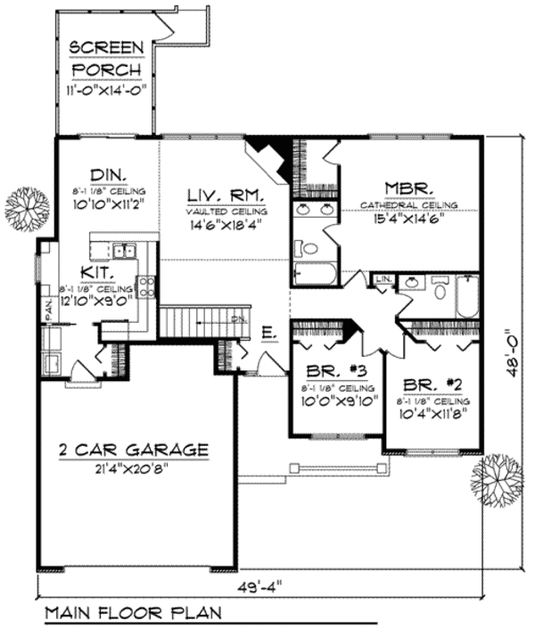 House Plan Design - Ranch Floor Plan - Main Floor Plan #70-802