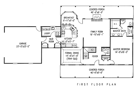 Floor Plan - Main Floor for Country House Plan #11-203 - 3 bed, 2.5 bath